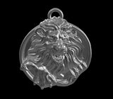 Complete roaring lion medallion pendant with jungle king symbolism and royal power