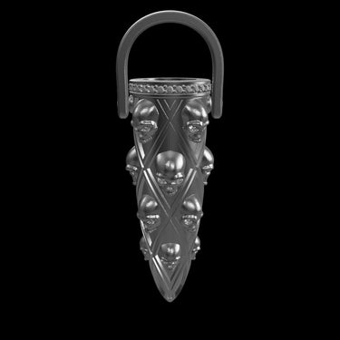 Multiple angle views of the 925 silver Skull Bullet Pendant showing its complete, detailed 3D craftsmanship.