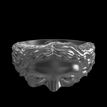 Medusa Crown silver ring shown with size reference demonstrating actual dimensions
