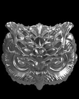 Wisdom Owl Ring silver ring shown with size reference demonstrating actual dimensions