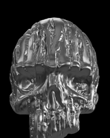 Melted Skull Ring silver ring shown with size reference demonstrating substantial 13-gram weight and dimensions