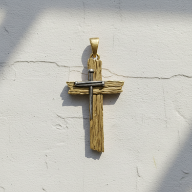 Silver Wooden Cross Pendant
