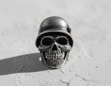 Silver WWI Warrior Skull Ring