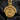 Patient Sand Medallion Pendant, gold finish, front view on coal