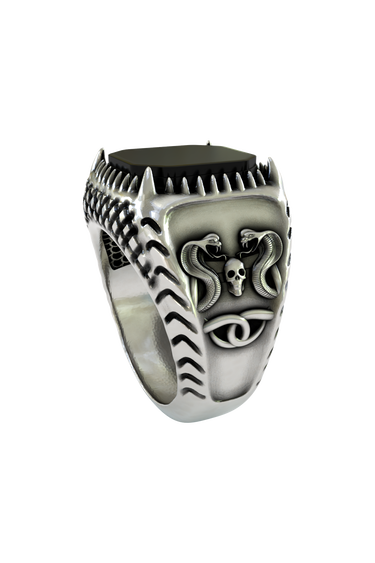 Silver Serpent Skull Ring