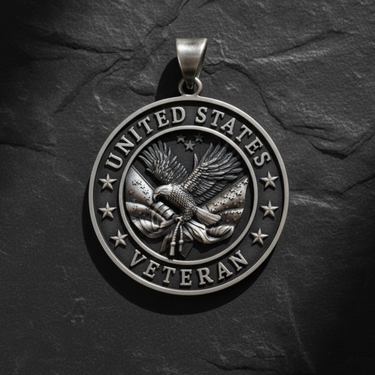 Silver American Veteran Eagle Pendant