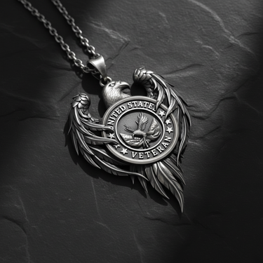 Silver United States Veteran Pendant